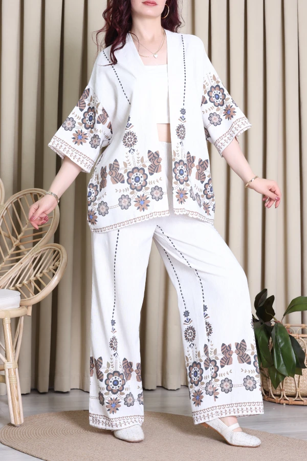 Keten Kimono Takım Taş - 7139.1437.