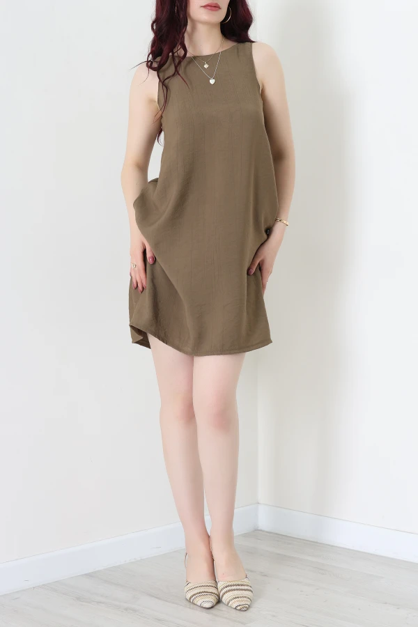 Kalın Askılı Cepli Dokuma Kalın Elbise Haki - 71425.1837.