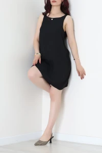 Kalın Askılı Cepli Dokuma Kalın Elbise Siyah - 71425.1837.