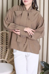 Yaka Bağlamalı Gömlek Karamel - 71451.424.