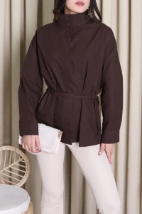 Poplin Bağlamalı Gömlek Kahve - 8157.424.