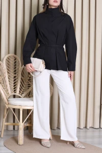 Poplin Bağlamalı Gömlek Siyah - 8157.424.