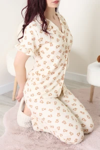 Bürümcük Fırfırlı Pijama Takımı Bejayı - 127.1287.