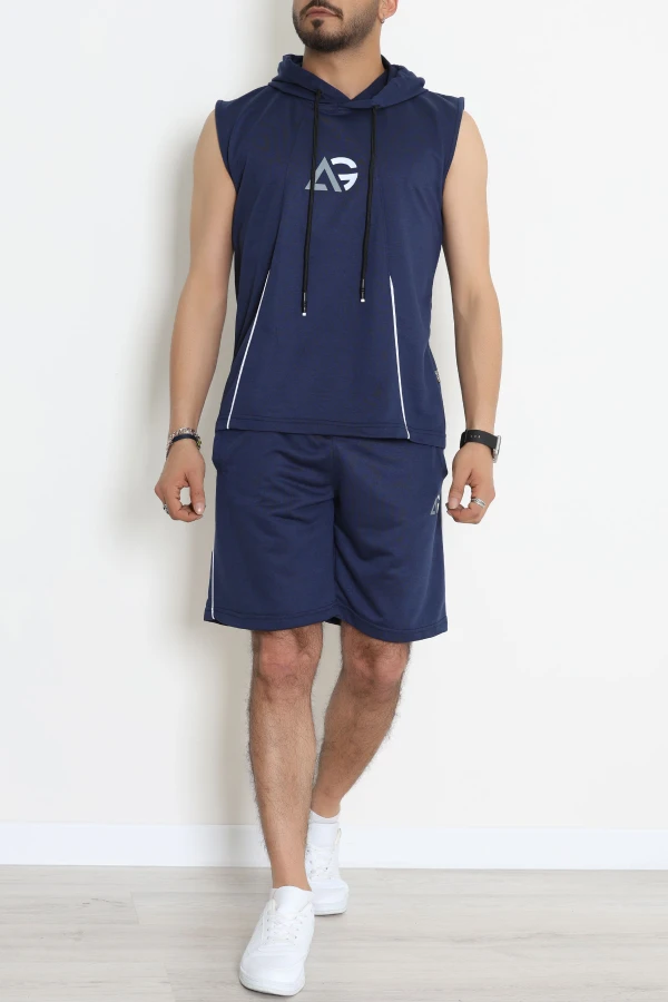 Worteks Sıfır Kol Şort Erkek Takım Lacivert - 70927.1937.