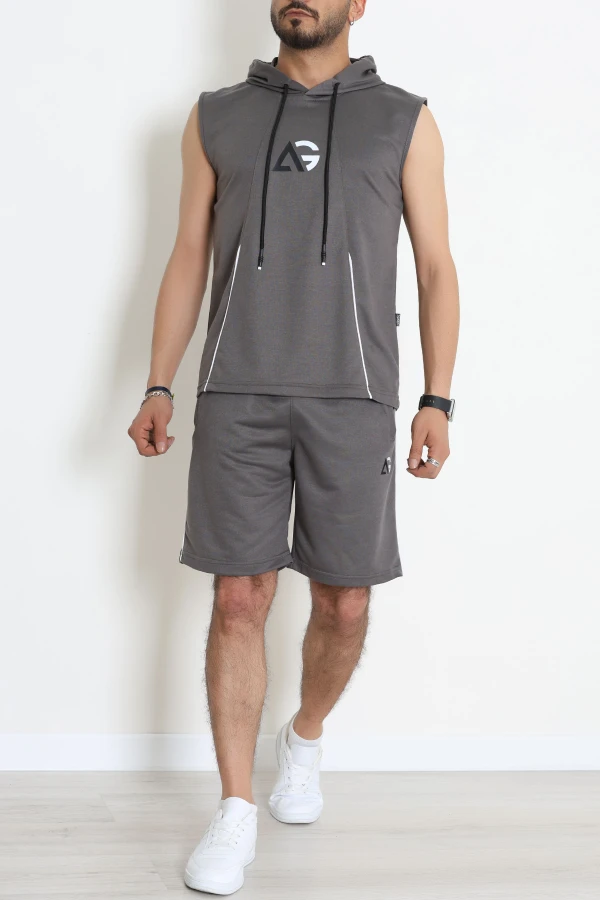 Worteks Sıfır Kol Şort Erkek Takım Antrasit - 70927.1937.