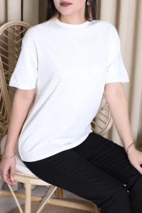 Taşlı Tişört Ekru - 4236.2135.