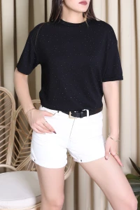 Taşlı Tişört Siyah - 4236.2135.