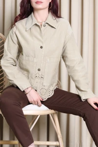 Brodeli Kot Ceket Camel - 455.1238.