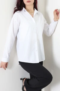 Oversize Poplin Kadın Gömlek Beyaz - 80245.2118.
