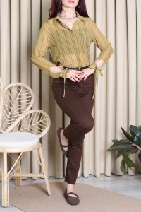 Kolları Bağcıklı Gömlek Haki - 80738.444.