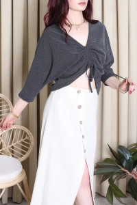 Büzgü Detay Bluz Füme - 9555.2135.