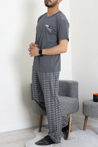 Süprem Ekose Erkek Pijama Takımı Füme - 41985.1048.