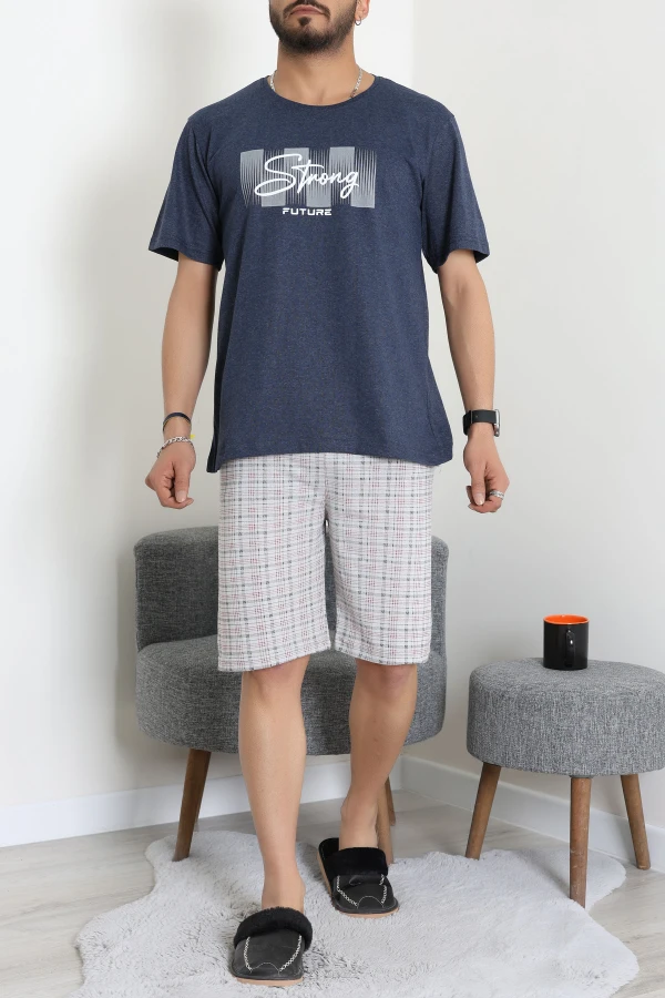 Kısa Kollu Süprem Erkek Şortlu Pijama Takımı Lacivert - 70945.1961.