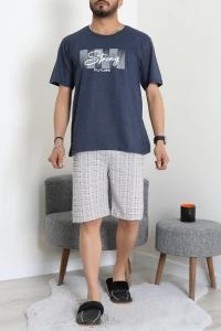 Kısa Kollu Süprem Erkek Şortlu Pijama Takımı Lacivert - 70945.1961.
