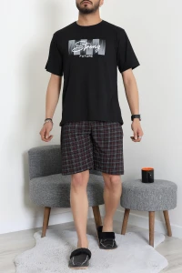 Kısa Kollu Süprem Erkek Şortlu Pijama Takımı Siyah - 70945.1961.