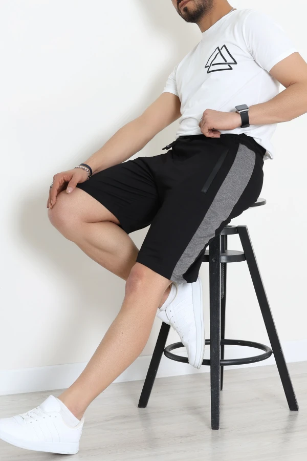 2 İplik Yan Bantlı Erkek Şort Siyahfüme - 71083.2066.