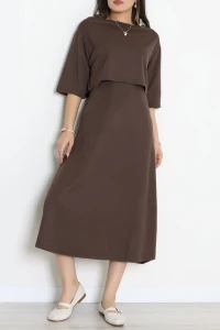 Örme Modal İçli Dışlı Elbise Takım Acıkahve - 71333.1567.