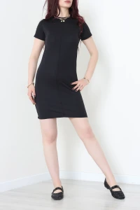 Çımalı Örme Modal Elbise Siyah - 71334.1567.
