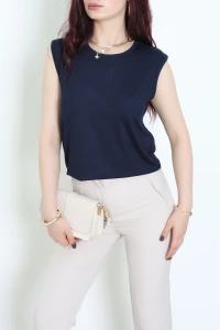 Bisiklet Yaka Sıfır Kollu Viskon Bluz Laci - 71487.599.