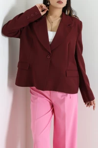 Astarlı Oversize Blazer Ceket Bordo - 8136.1437.