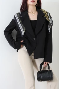 Astarlı Oversize Blazer Ceket Siyah - 8136.1437.