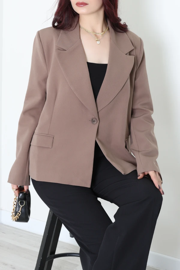 Astarlı Oversize Blazer Ceket Açıkkahve - 8136.1437.