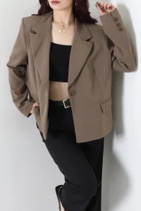 Astarlı Oversize Blazer Ceket Mocha - 8136.1437.