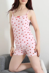 Bürümcük Şortlu Pijama Takımı Kırmızıfiyonk - 128.1287.