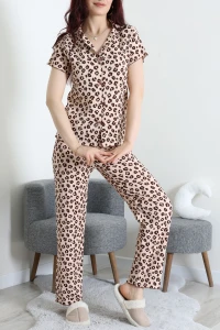 Bürümcük Fiyonklu Pijama Takımı Leopar - 159.1287.
