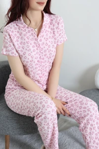 Bürümcük Fiyonklu Pijama Takımı Pembe - 159.1287.