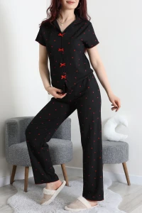 Bürümcük Fiyonklu Pijama Takımı Siyahkalp - 159.1287.