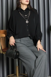 Aksesuarlı Gömlek Siyah - 2454.360.