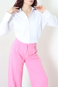 Terikoton Oversize Gömlek Beyaz - 30829.1949.