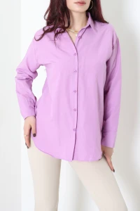 Terikoton Oversize Gömlek Lila - 30829.1949.