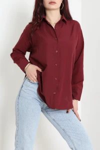 Terikoton Oversize Gömlek Koyubordo - 30829.1949.