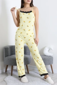 Milan İp Askılı Pijama Takımı Sarılimon - 320.1287.