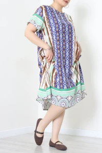 Büyük Beden Elbise Mavikahve - 32377.034.