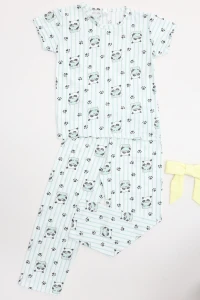 5-12 Yaş Süprem Çoçuk Pijama Takımı Yeşilçizgili - 402.1287.