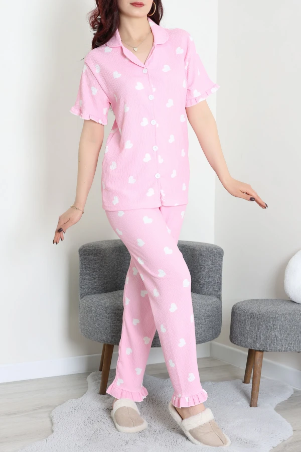 Bürümcük Fırfırlı Pijama Takımı Pudra - 52316.1048.