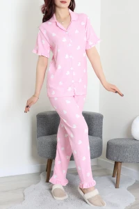 Bürümcük Fırfırlı Pijama Takımı Pudra - 52316.1048.
