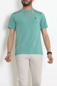 Likralı Penye Biye Detaylı Erkek Tişört Yeşil - 71171.2087.