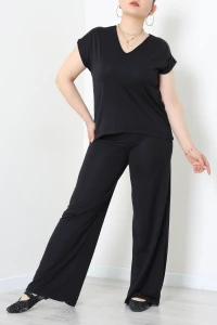 Büyük Beden Modal Kumaş Takım Siyah - 71337.1567.