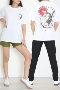 Baskılı Ünisex Kompakt Penye Tişört Beyazsomon - 55149.1872.