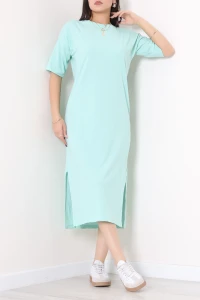 Bisiklet Yaka Midi Boy Süprem Elbise Mint - 71550.1748.