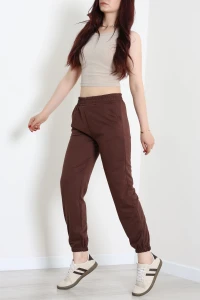 İki İplik Paça Lastikli Eşofman Altı Kahve - 20164.1878.