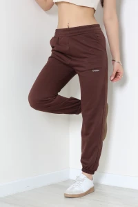 Baskılı 2 İplik Paça Lastikli Eşofman Altı Kahve - 30066.1878.