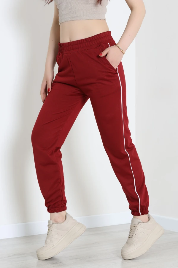 2 İplik Biyeli Eşofman Altı Bordo - 30105.1878.