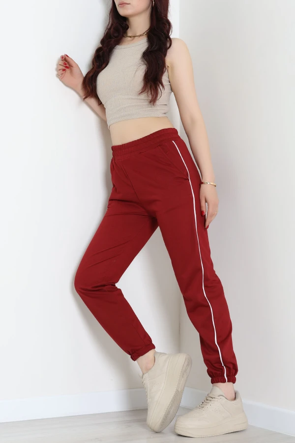 2 İplik Biyeli Eşofman Altı Bordo - 30105.1878.