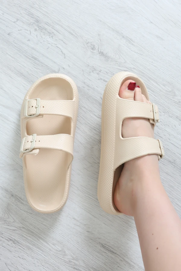 Çift Tokalı Terlik Bej - 32718.264.