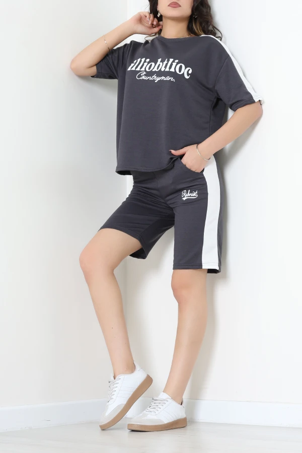 2 İplik Şortlu Eşofman Takımı Füme - 52269.1005.